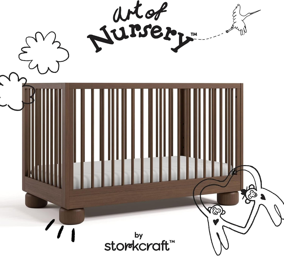 Storkcraft Sorrento 3-in-1 Convertible Crib with Toddler Rail, Hazelnut