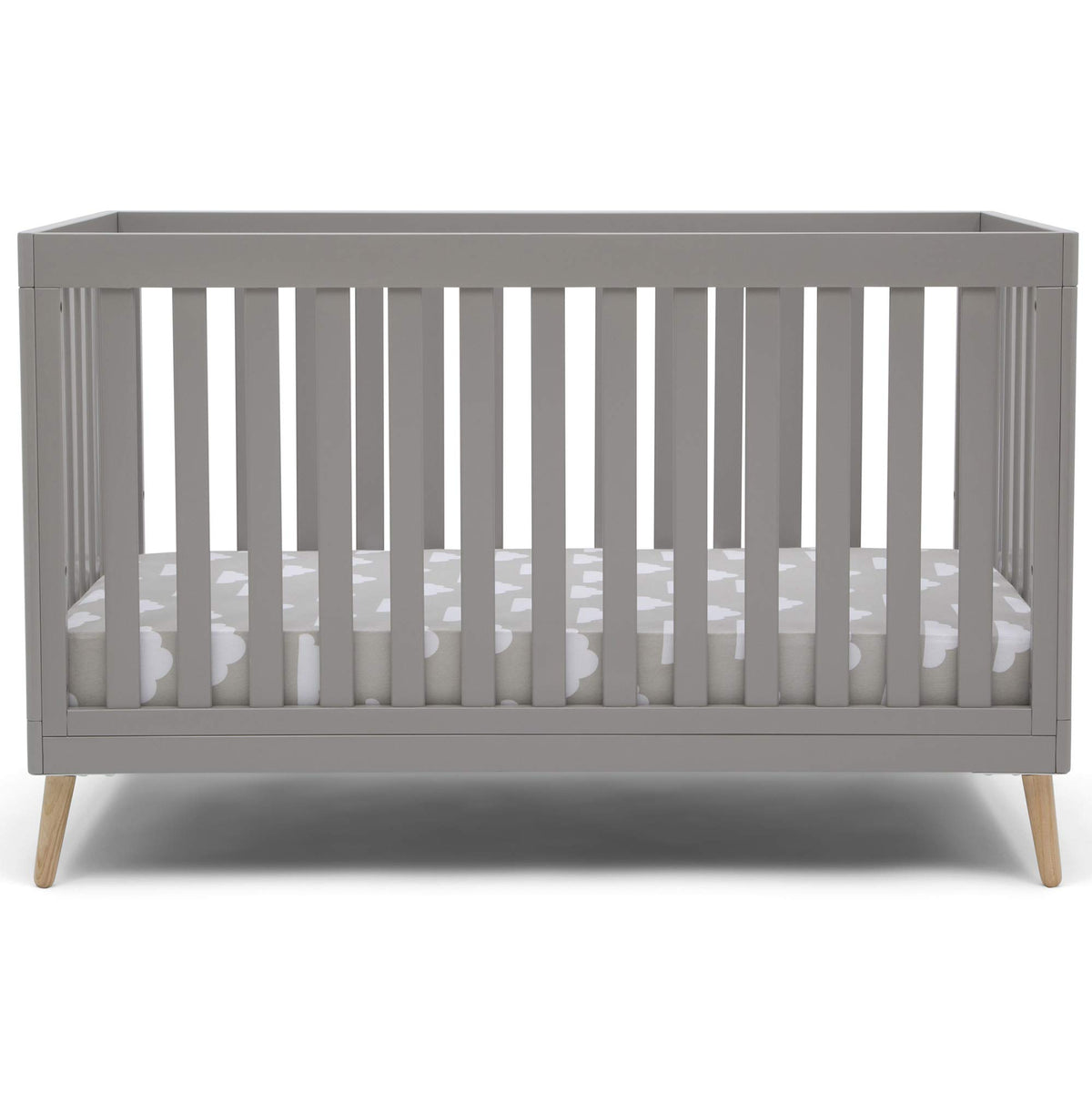 Delta Children Essex 4-in-1 Convertible Baby Crib, Bianca White with Natural Legs