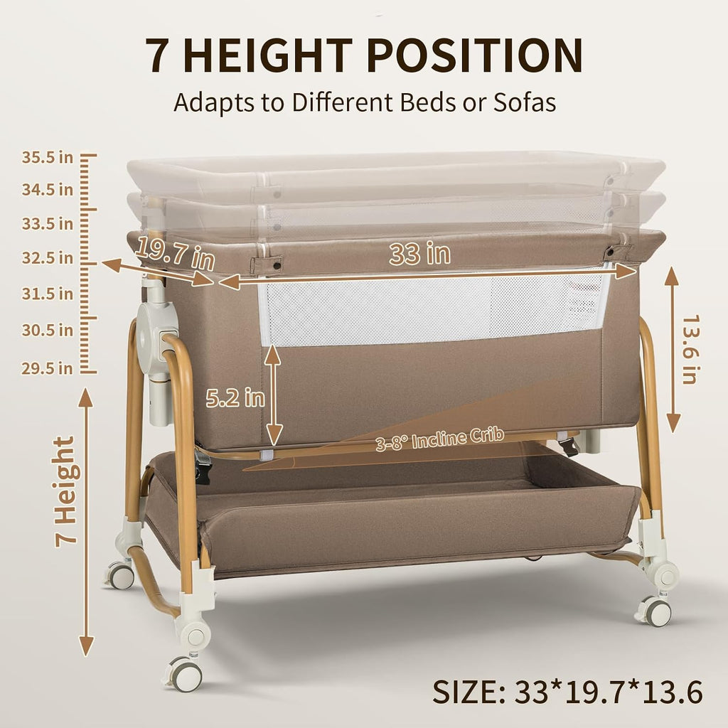 4-in-1 Baby Bassinet, Portable Bassinet Bedside Sleeper with Mosquito Net