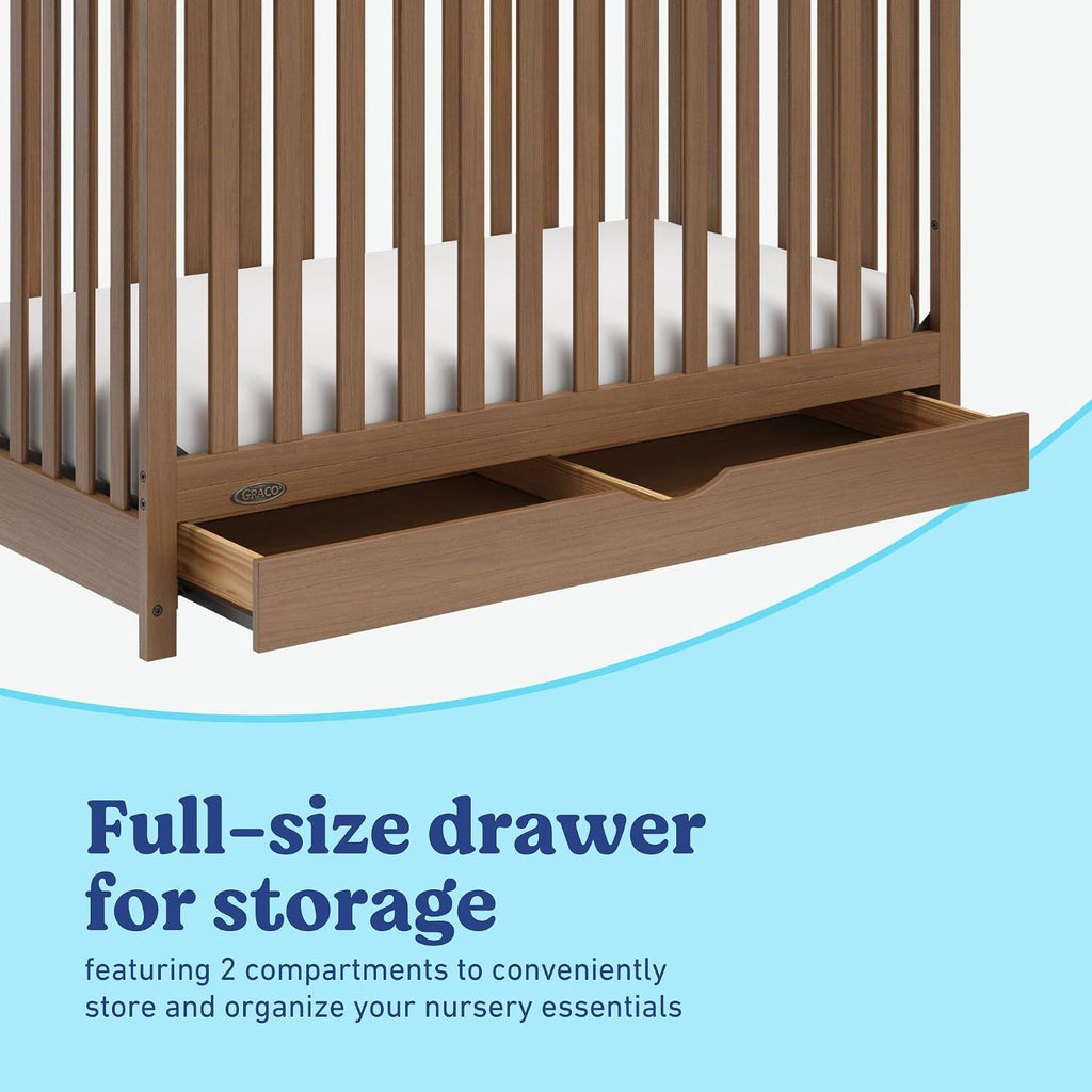 Graco Story 5-in-1 Convertible Crib with Drawer, Hazelnut