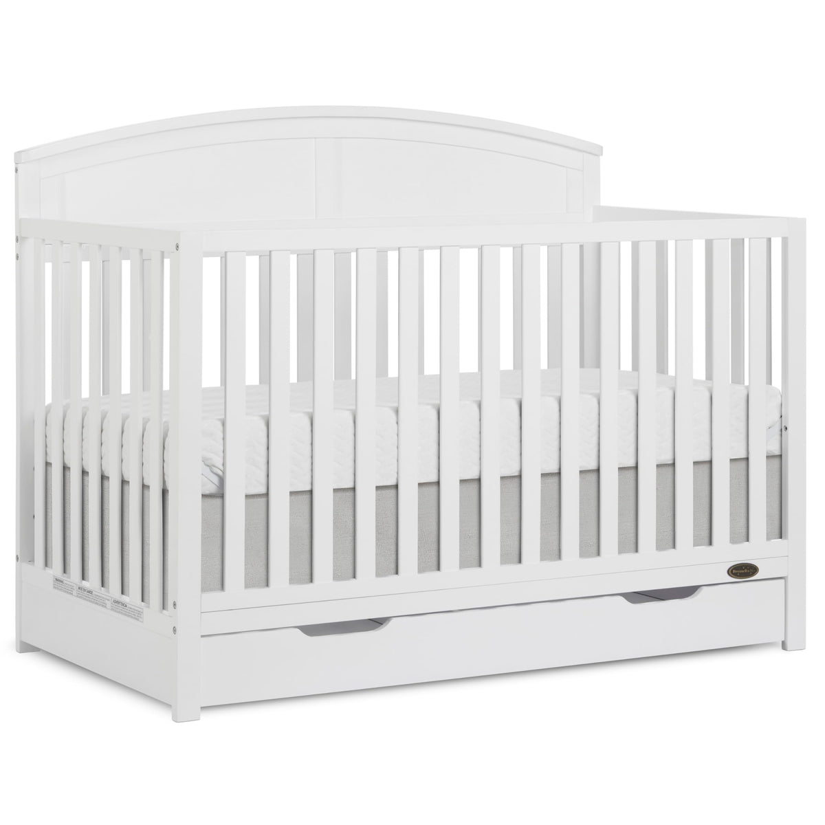 Dream On Me Storybrooke 5-in-1 Convertible Full-Size Crib with Under Drawer, Pebble Grey, GreenGuard Gold & BSA, Convert to Toddler, Day & Full-Size Bed, 3 Mattress Heights, Sustainable Pinewood