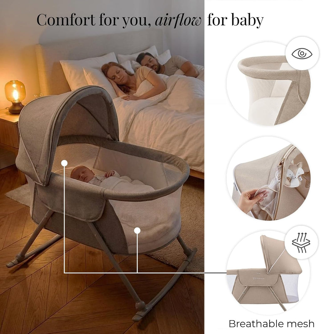 Kinderkraft LOVI Travel Bassinet for Baby, Beige