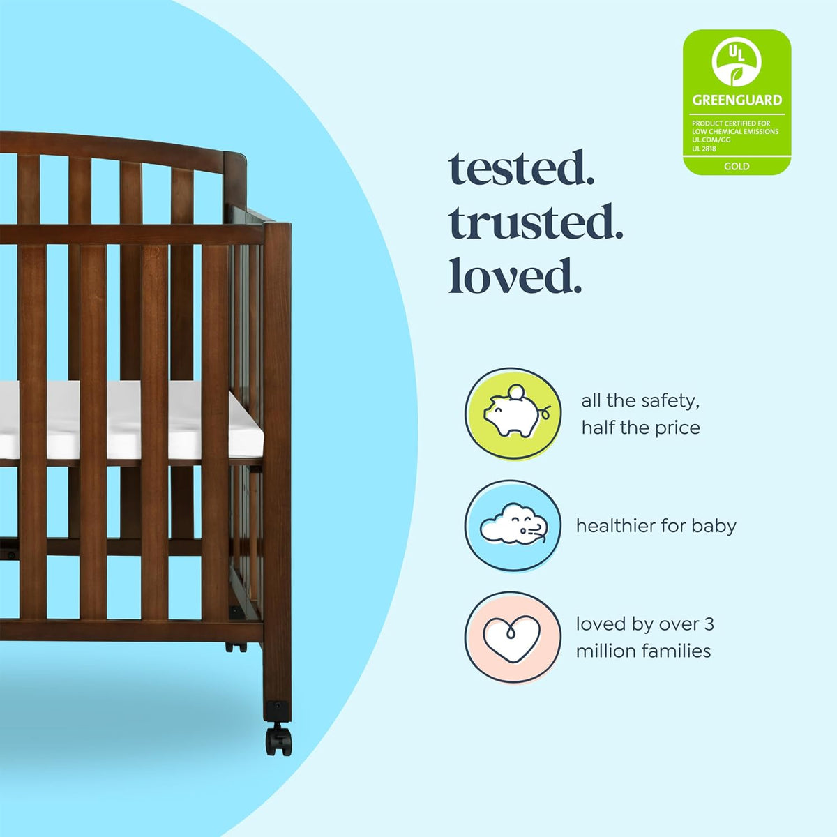 DaVinci Dylan 3-in-1 Convertible Portable Mini Crib, Espresso