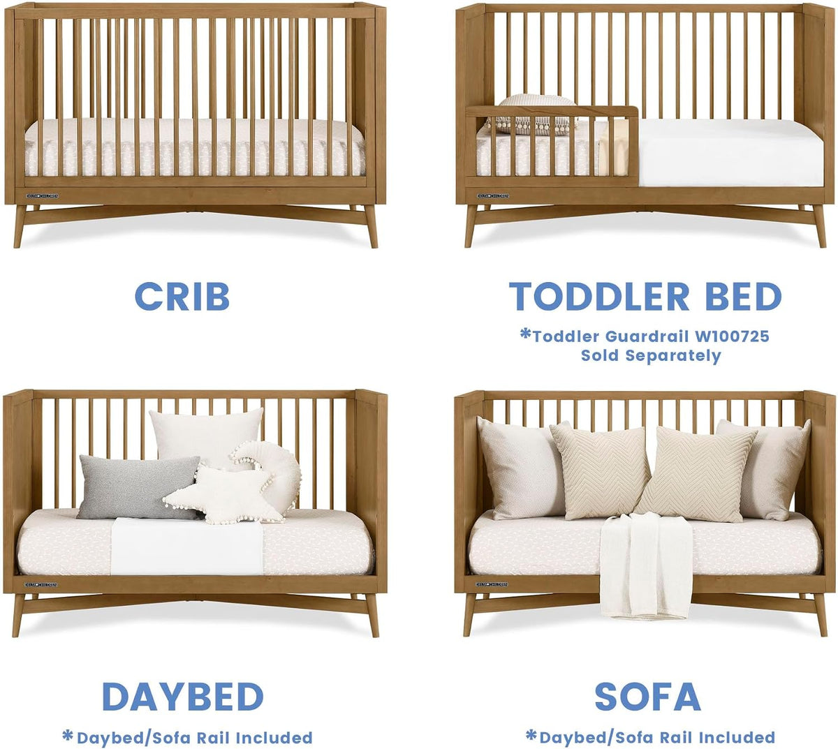 Delta Children Dylan 4-in-1 Convertible Crib, Acorn