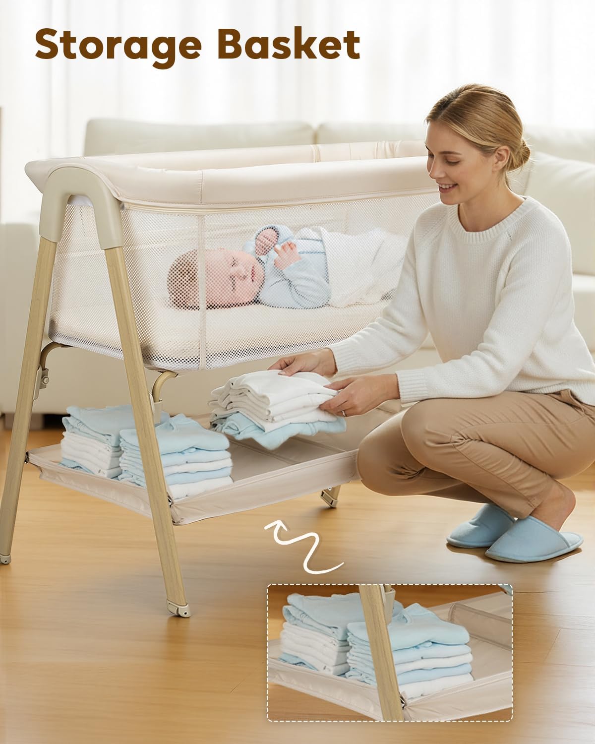 Baby Bassinet, Bedside Bassinet for Baby