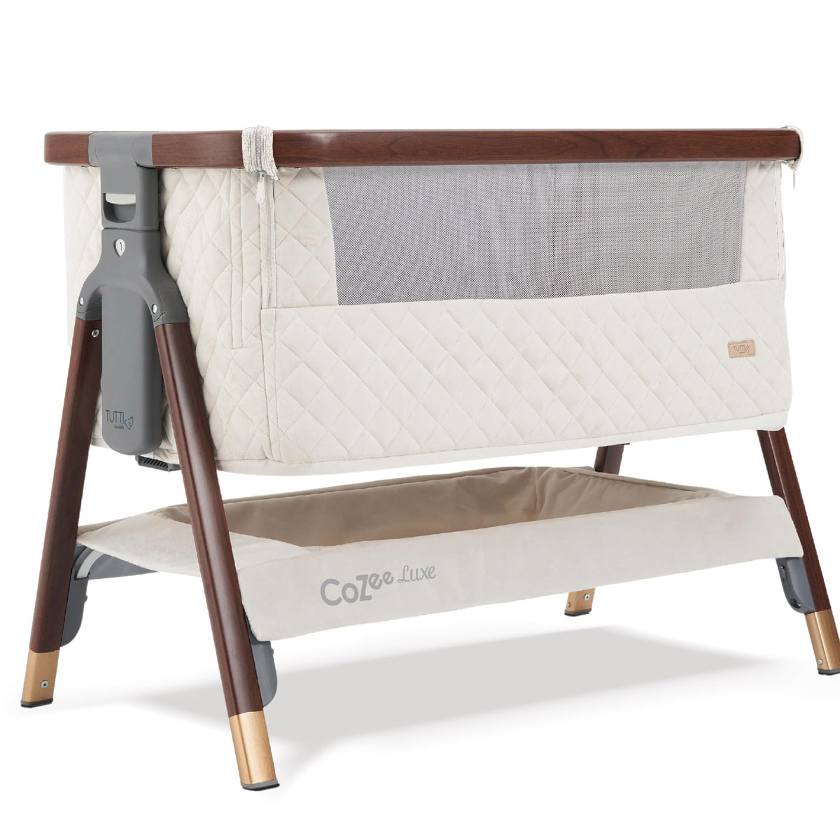 Tutti Bambini CoZee® Air Baby Bassinet & Bedside Sleeper, Walnut & Ecru