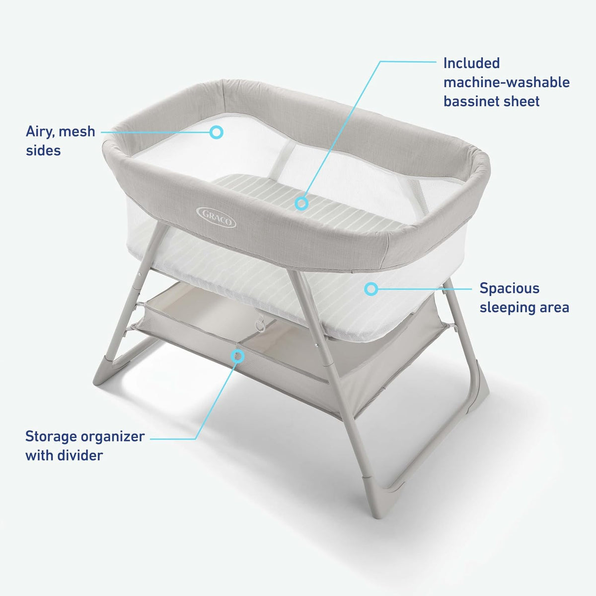 Graco DreamMore Bedside & Portable Bassinet, Willow