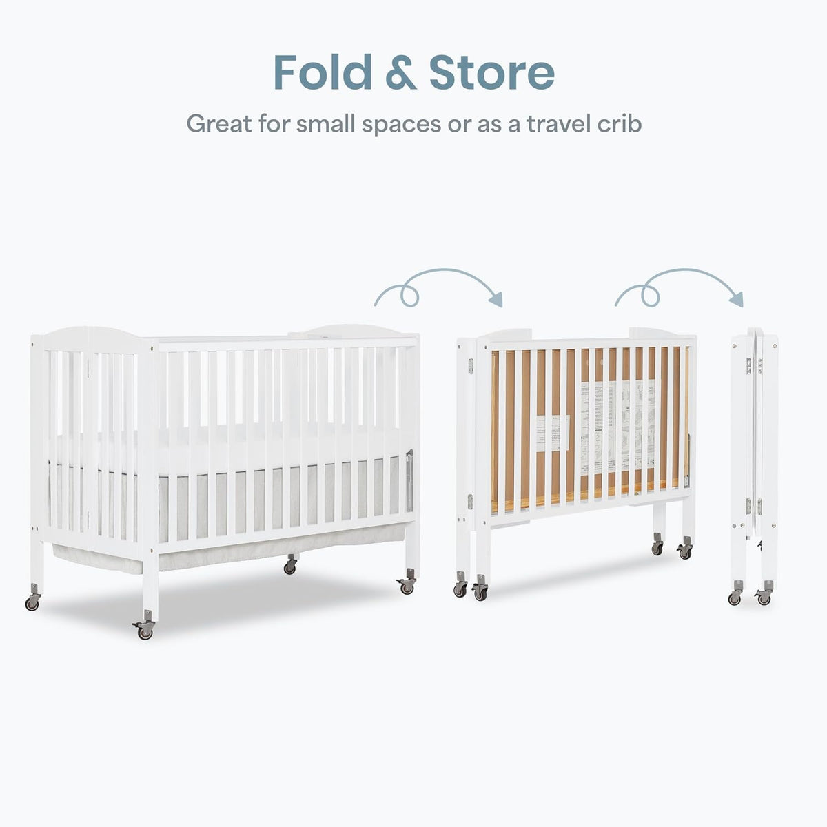 Dream On Me Full Size 2-in-1 Folding Baby Crib, GREENGUARD Gold, White