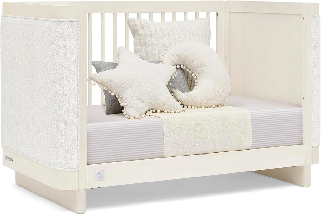 Delta Children babyGap Callie 4-in-1 Upholstered Crib - Greenguard Gold Certified, Antique White/White Boucle