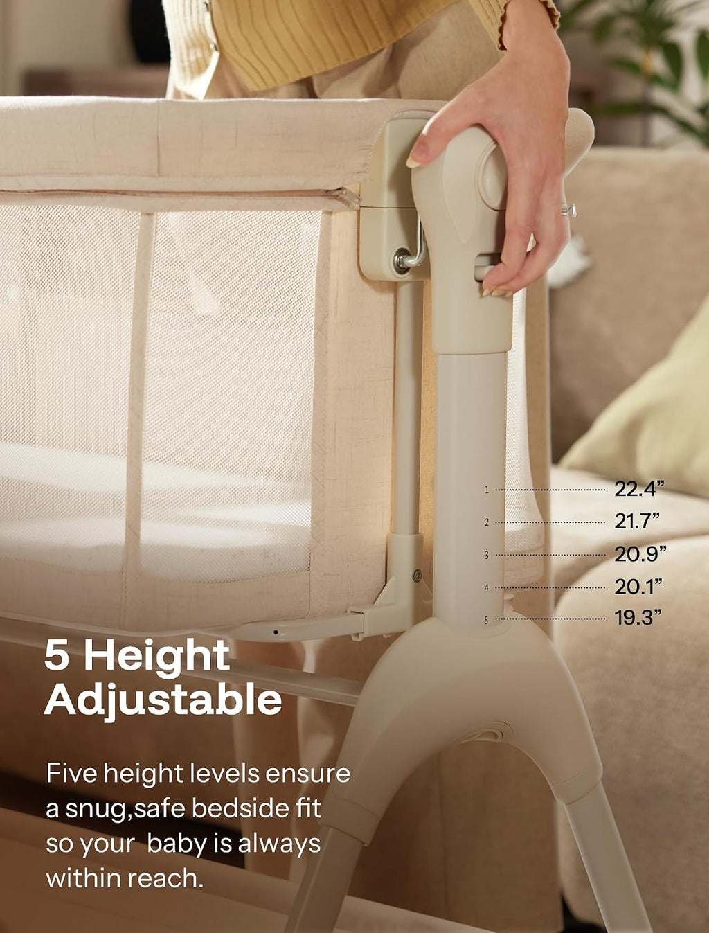 HARPPA Cuddly Sway Baby Bassinet Bedside Sleeper, 3 in 1 Rocking Bassinet