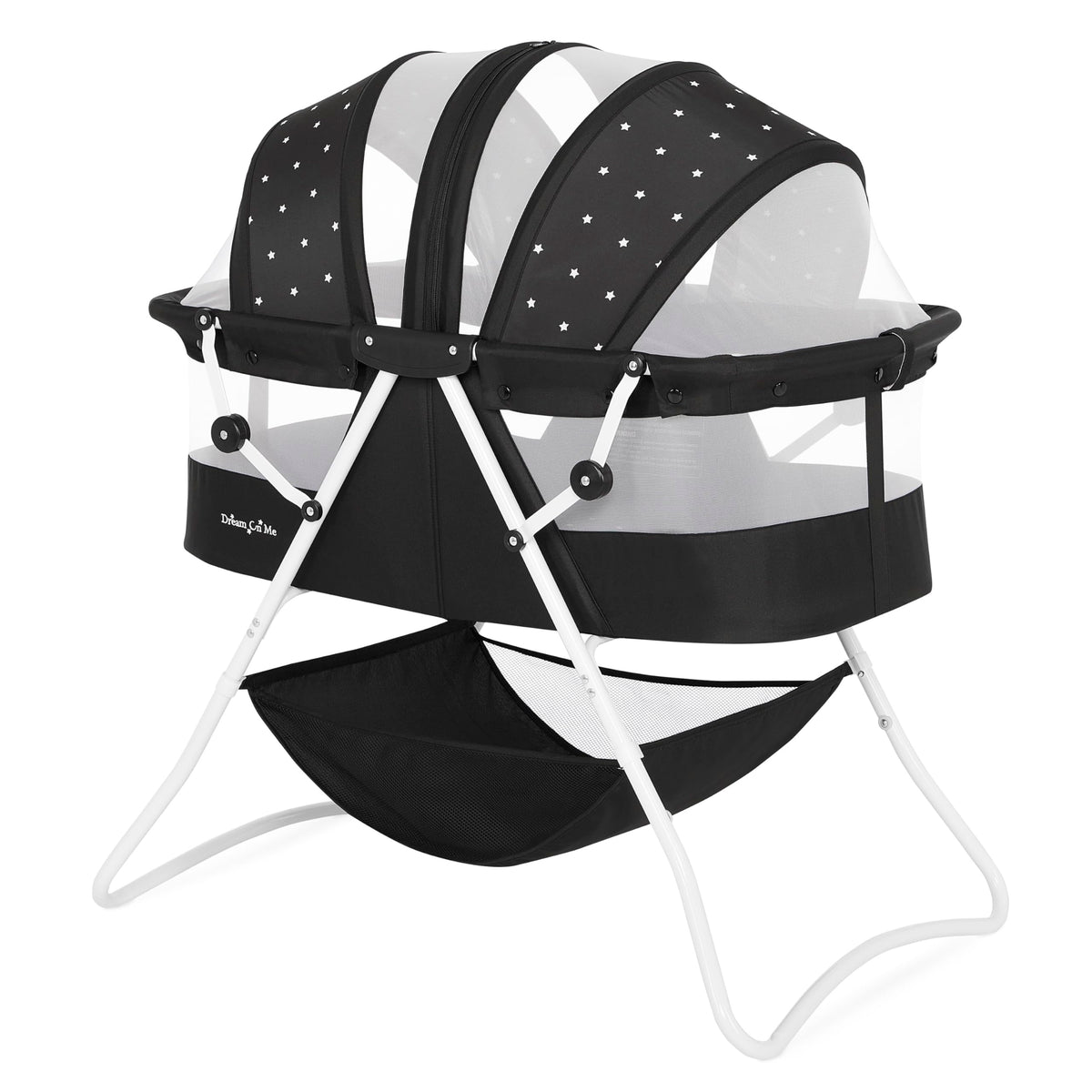 Dream On Me Karley Portable Infant Bassinet, Double Mesh Canopy, Cool Grey