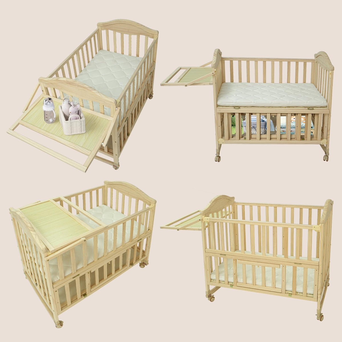 Flwrgirl Portable Mini Baby Crib,Cunas para Bebes with Shelf & Rack