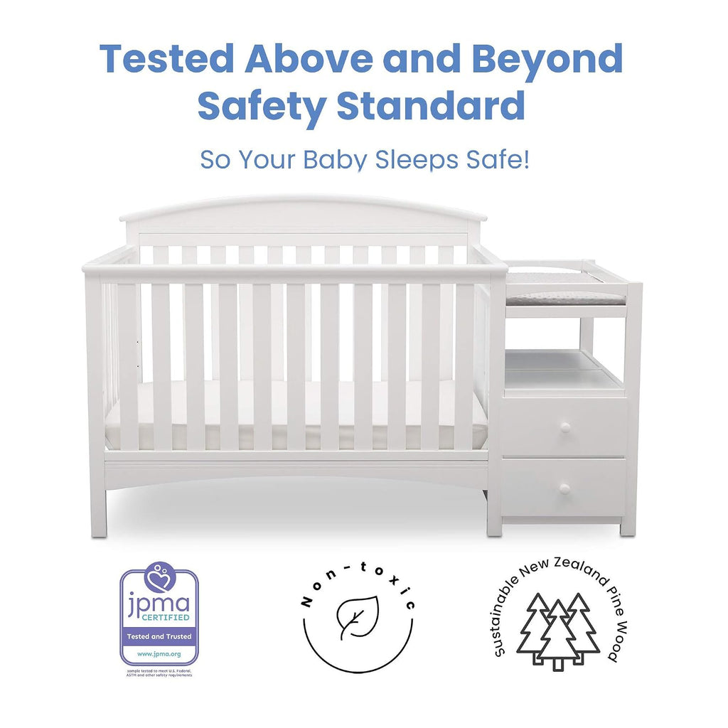 Delta Children Abby Convertible Crib and Changer, Bianca White