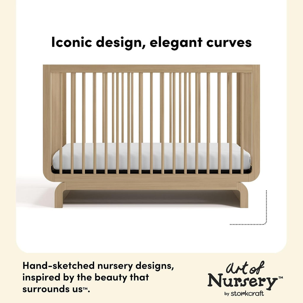 Storkcraft Santorini 5-in-1 Convertible Crib with Guardrail, Driftwood