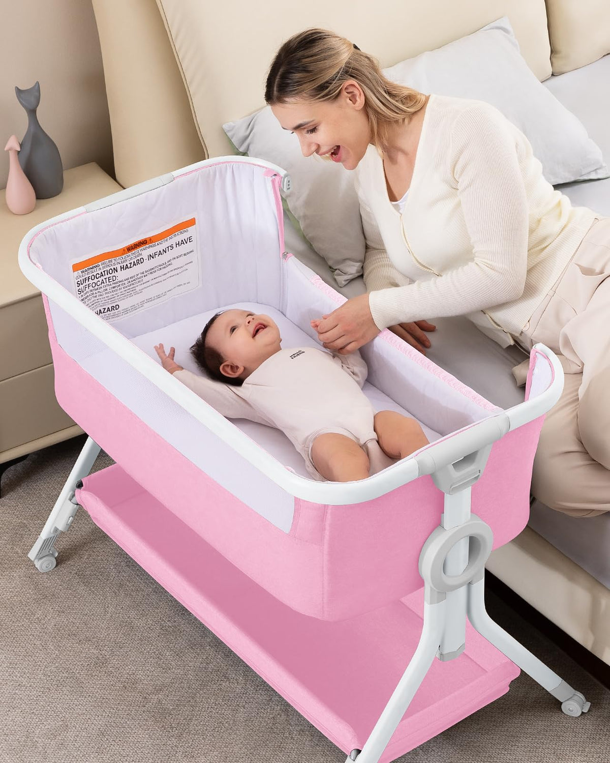 Larex Baby Bassinet, 3-in-1 Bedside Bassinet for Baby, Newborn & Infant