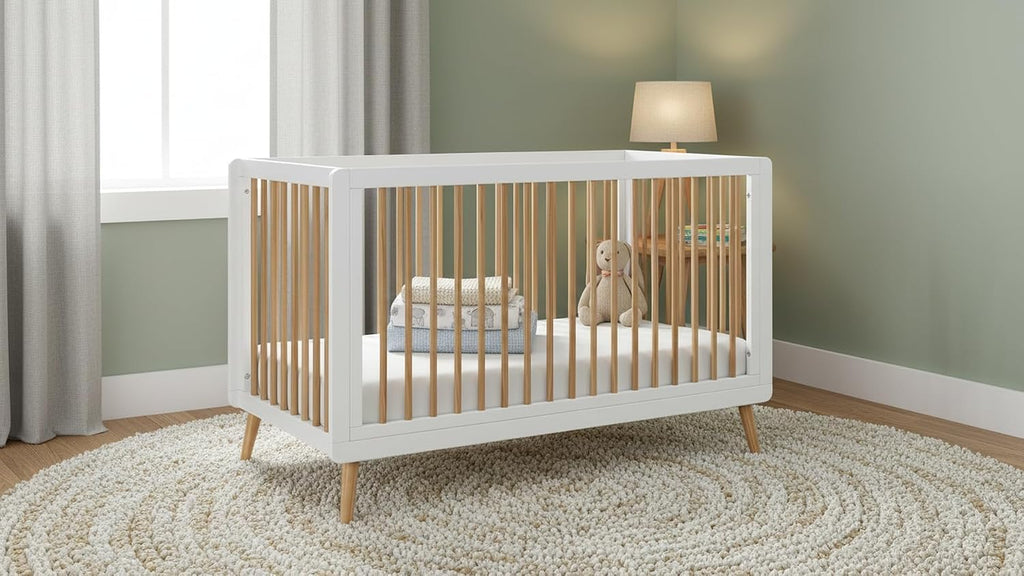 Tatum 3-in-1 Convertible Wooden Baby Crib - White and Natural