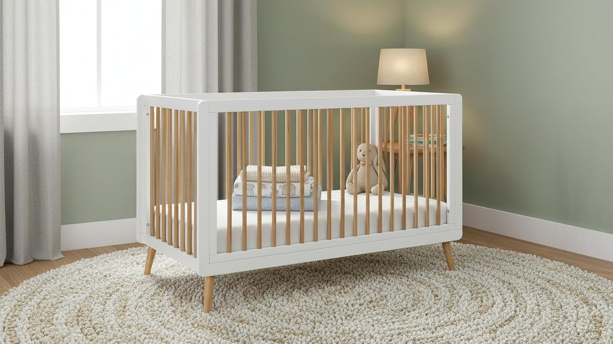 Tatum 3-in-1 Convertible Wooden Baby Crib - White and Natural