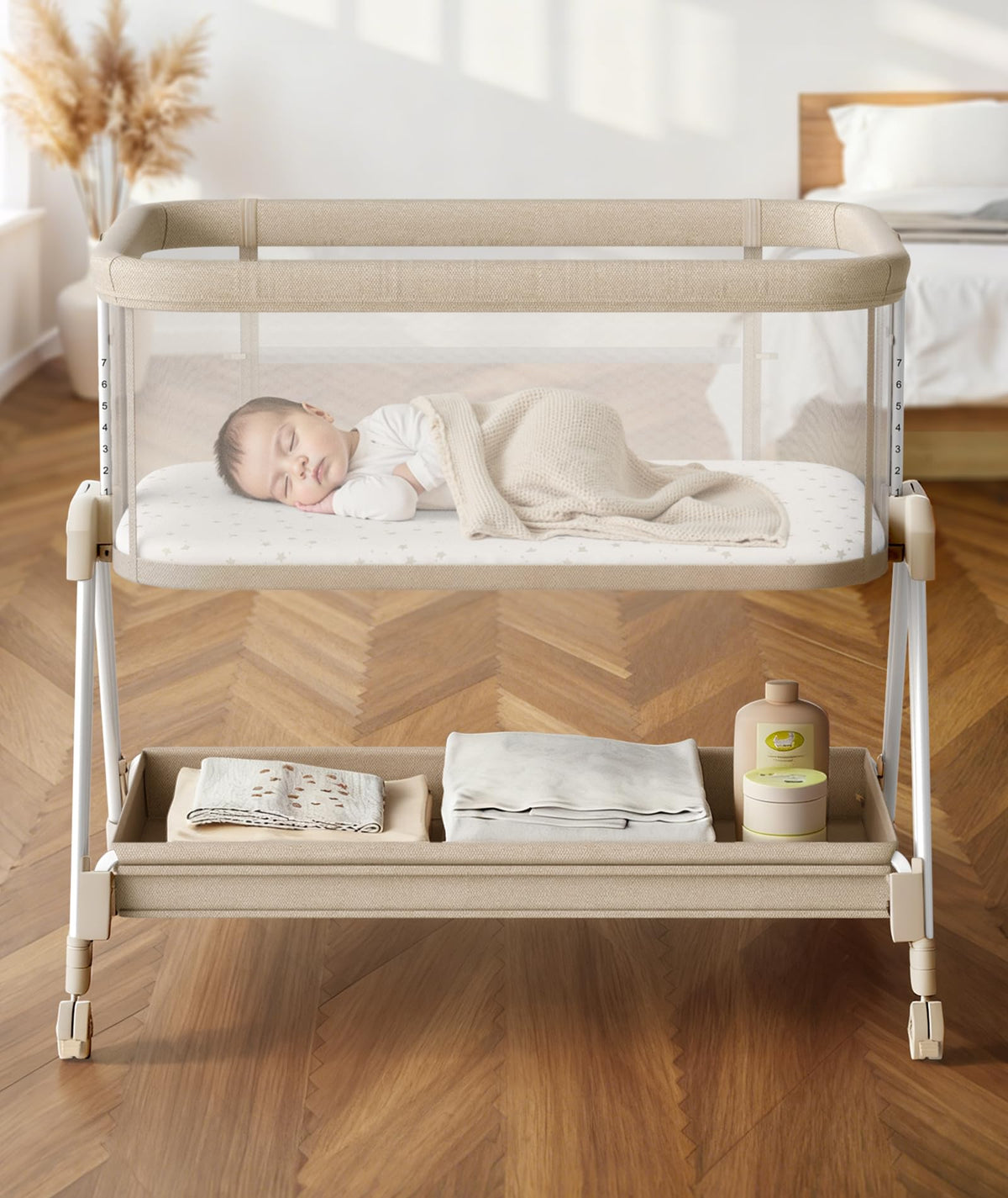 Fodoss Baby Bassinets Bedside Sleeper - 3-in-1 Stable Bassinet for Newborns