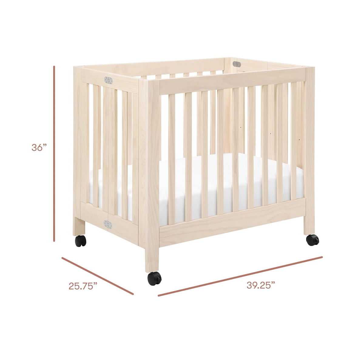 babyletto Origami Mini Portable Crib, GREENGUARD Certified Washed Natural
