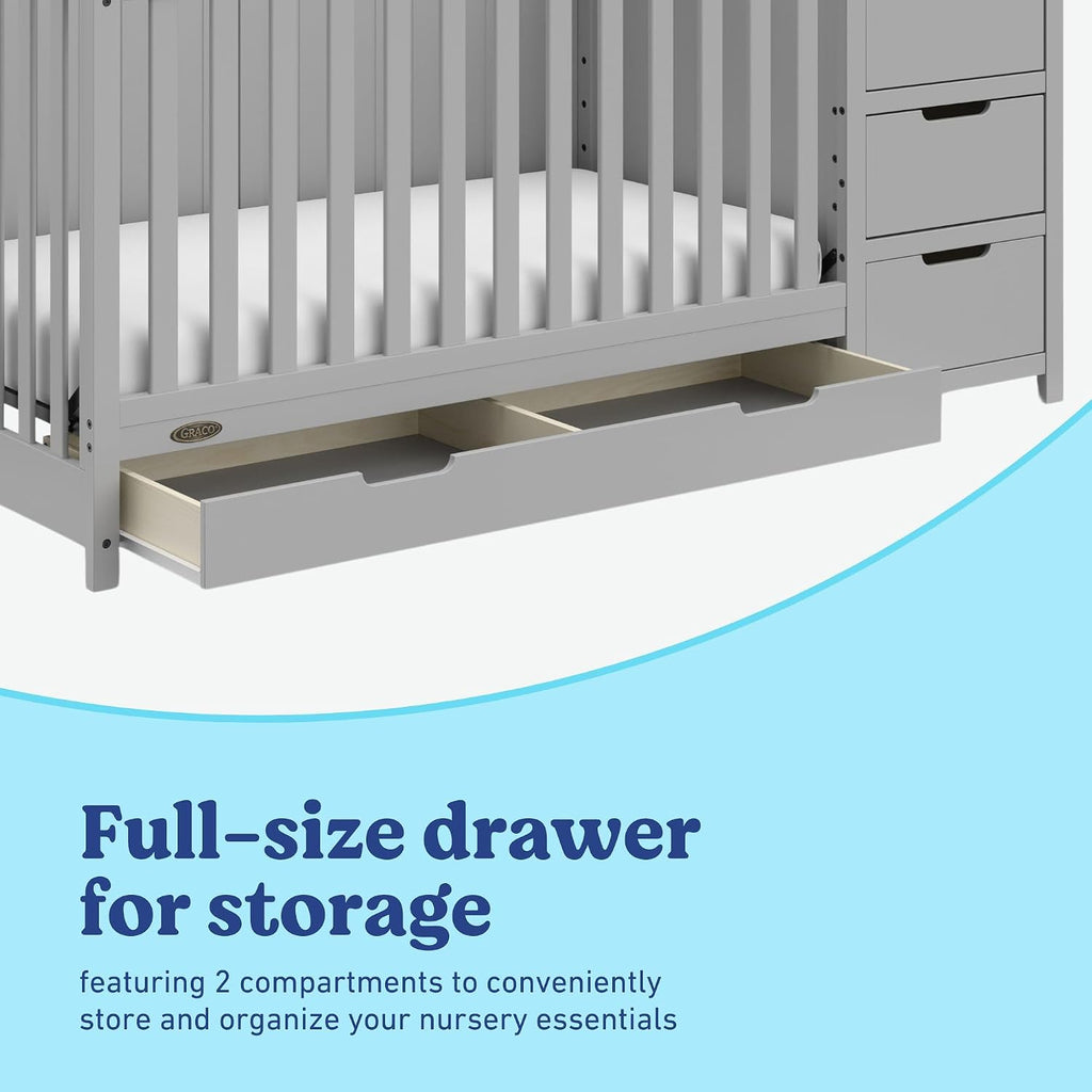 Graco Hadley 5-in-1 Convertible Crib & Changer, Pebble Gray