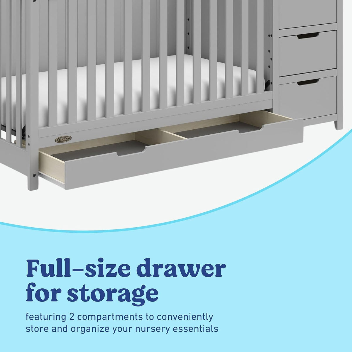 Graco Hadley 5-in-1 Convertible Crib & Changer, Pebble Gray
