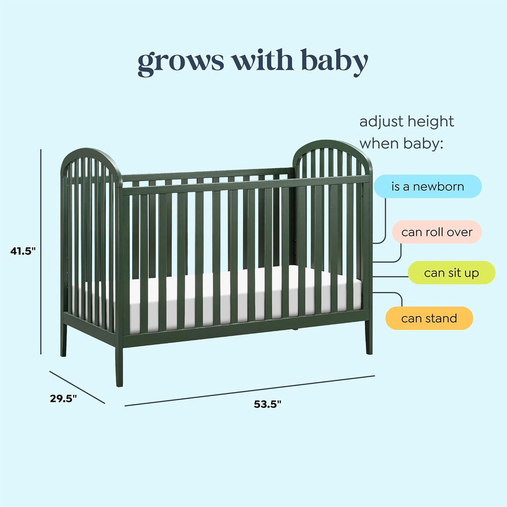DaVinci Beau 3-in-1 Convertible Baby Crib, Forest Green