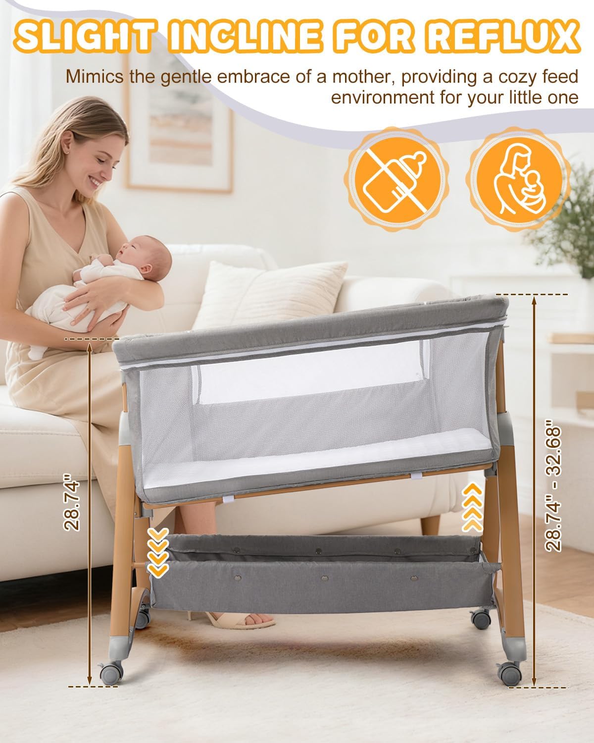 Ktaxon 6 in 1 Baby Bassinet Bedside Bassinet for Baby Crib Rocking Bassinet