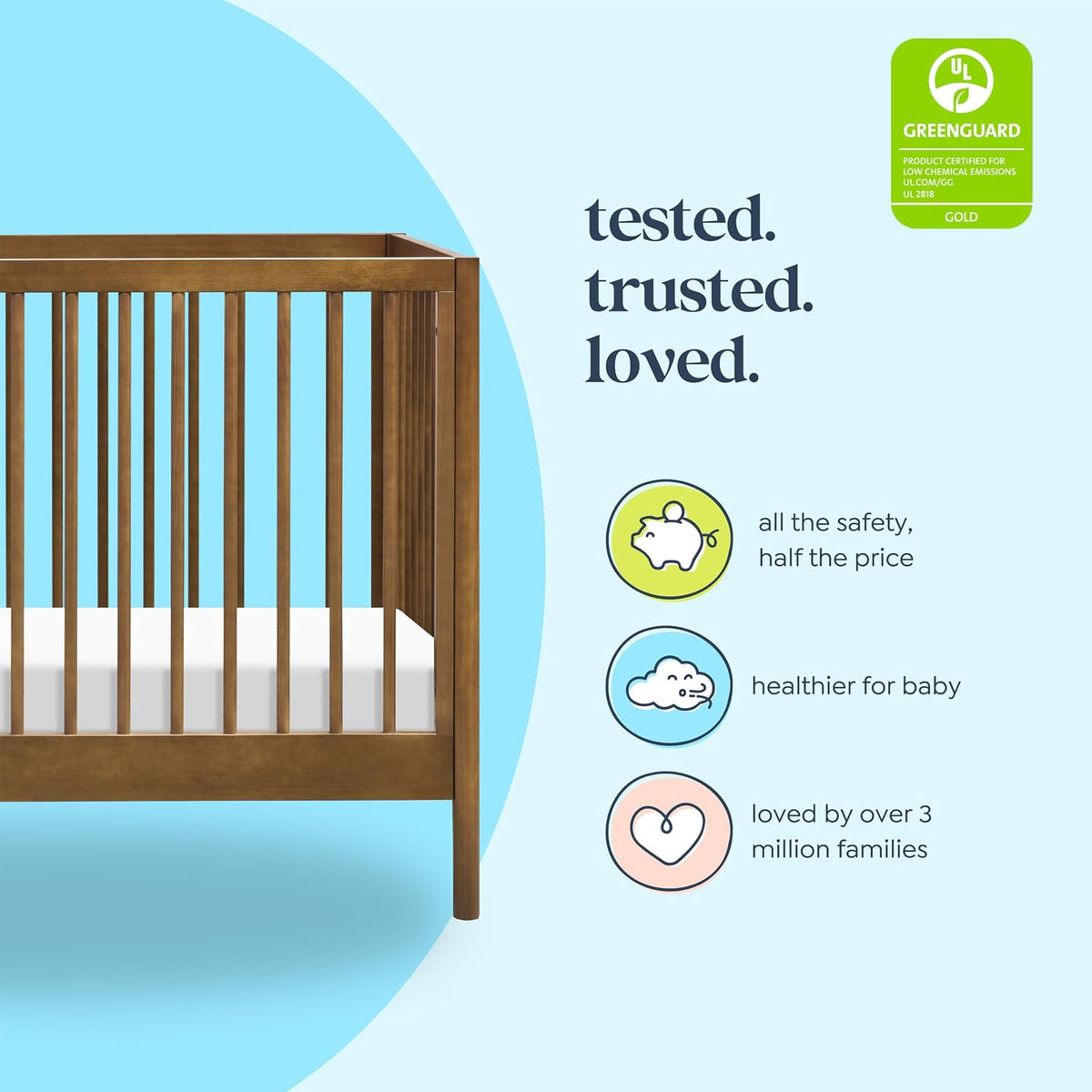 Davinci Birdie 3-in-1 Convertible Crib, GREENGUARD Certified, Walnut