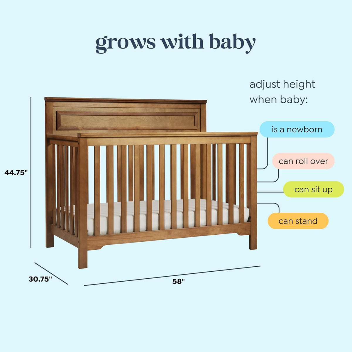 DaVinci Autumn 4-in-1 Convertible Baby Crib, Chestnut