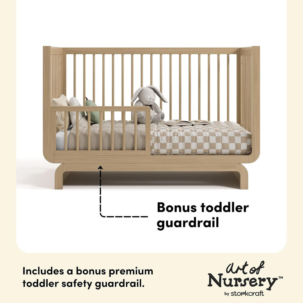 Storkcraft Santorini 5-in-1 Convertible Crib with Guardrail, Driftwood