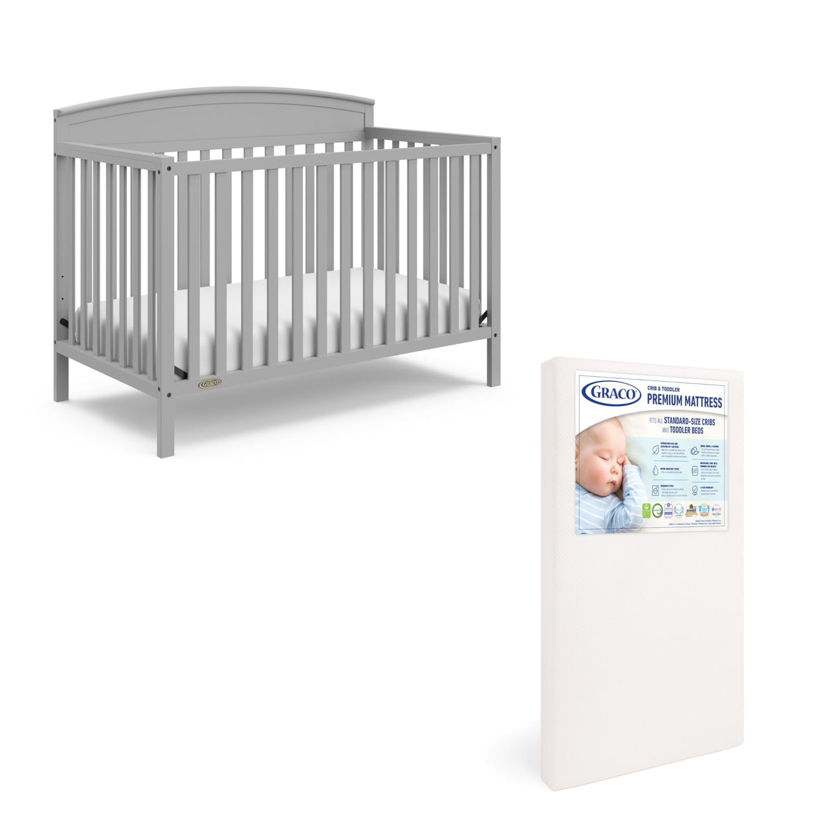 Graco Benton 5-in-1 Convertible Crib, Pebble Gray