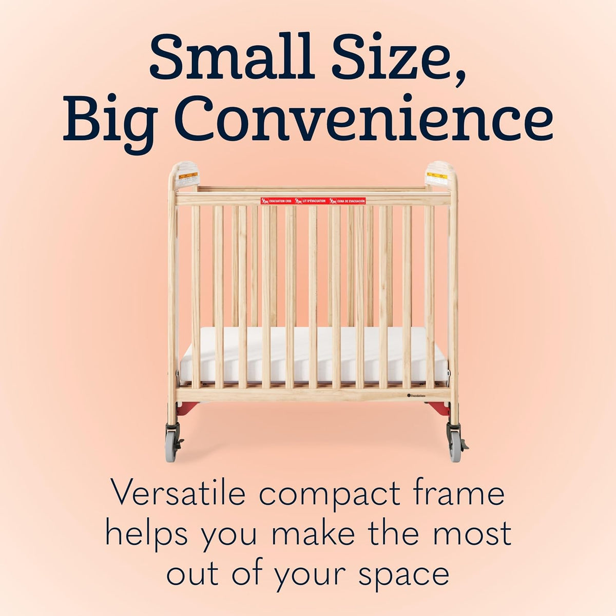 Foundations First Responder Evacuation Fixed-Side Daycare Crib, Natural