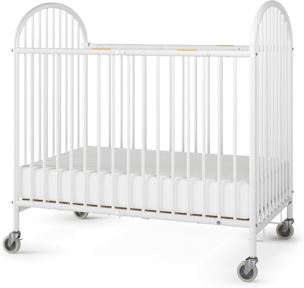 Foundations Pinnacle Folding Metal Portable Baby Hotel Crib, White