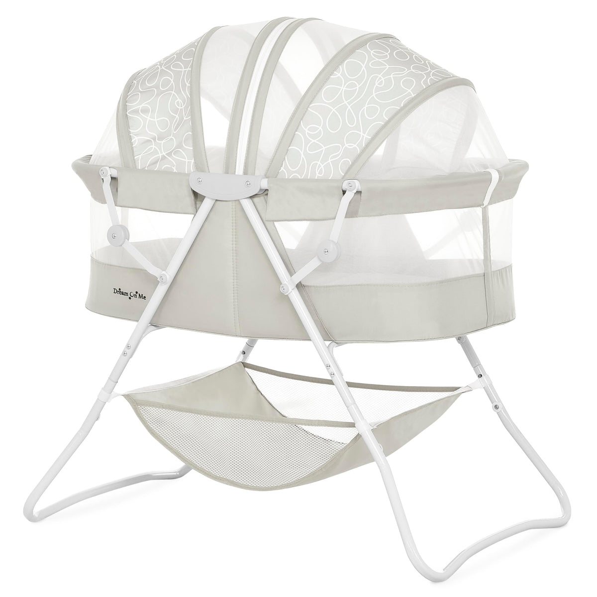 Dream On Me Karley Portable Infant Bassinet, Double Mesh Canopy, Grey and Pink