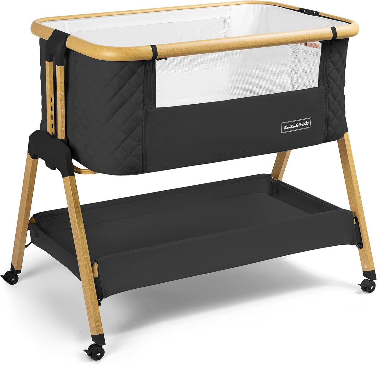 3 In 1 Baby Bassinet with Wheels, Portable Bedside Sleeper for Baby with 7 Adjustable Heights and Foam Mattress, Baby Bedside Crib for Newborns and Infants with Storage Basket, Carry Bag Included