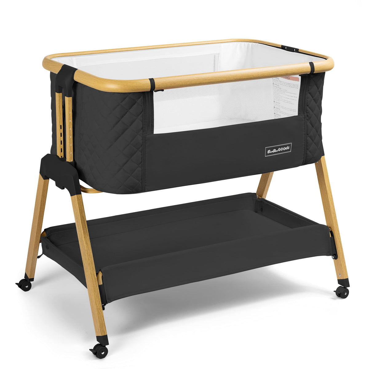 3 In 1 Baby Bassinet with Wheels, Portable Bedside Sleeper for Baby with 7 Adjustable Heights and Foam Mattress, Baby Bedside Crib for Newborns and Infants with Storage Basket, Carry Bag Included