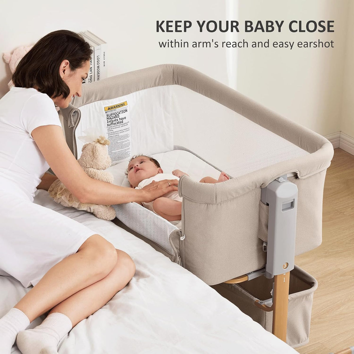3-in-1 Baby Bassinet, Bedside Sleeper & Rocking Bassinet for Newborn