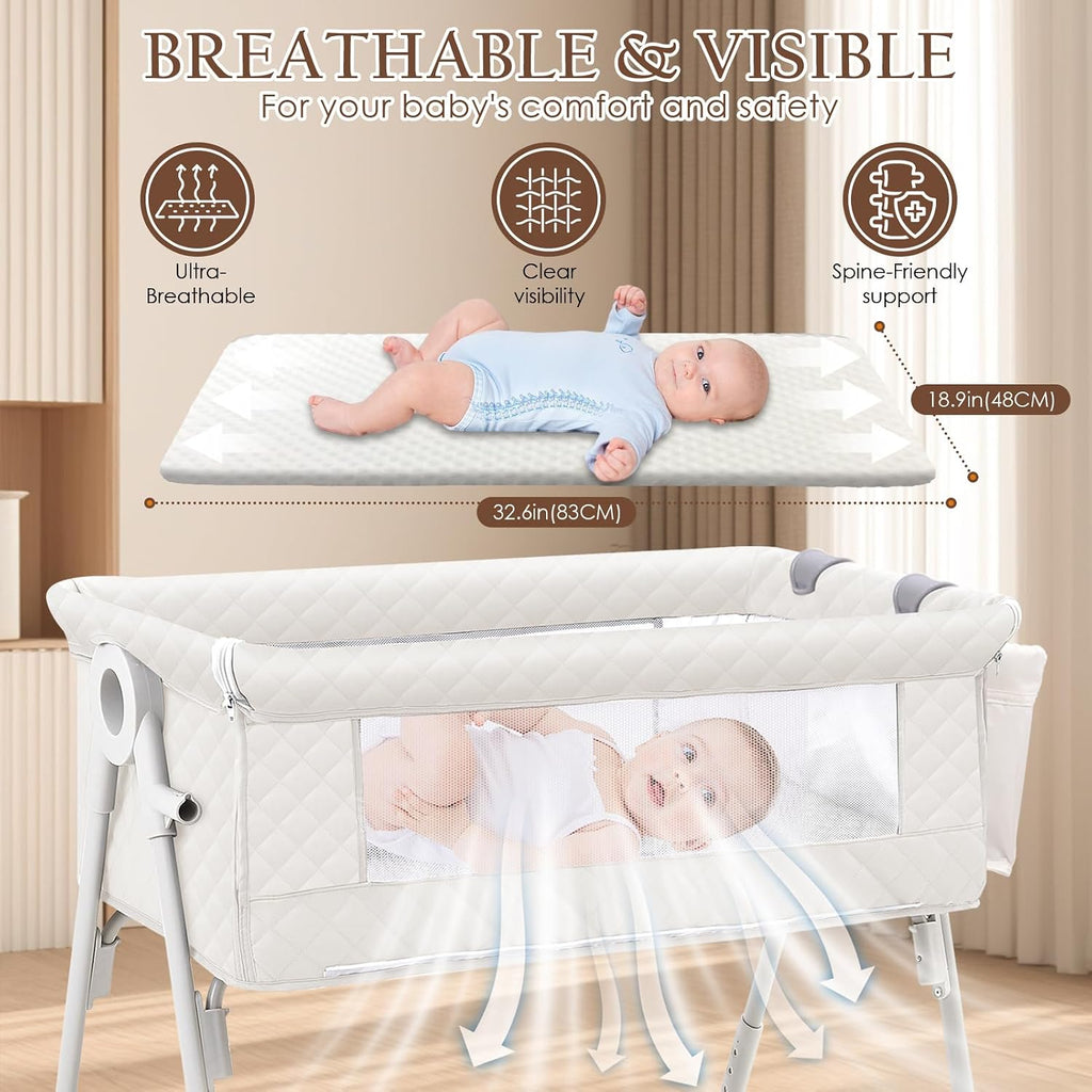 Baby Bassinet Bedside Crib for Newborn 4-in-1 Baby Bassinet Bedside Sleeper