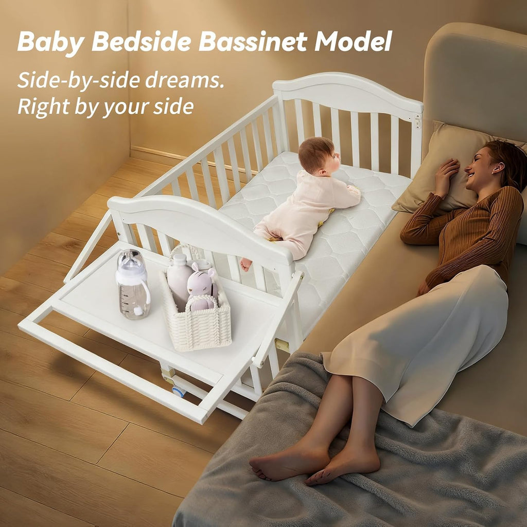 Flwrgirl Portable Mini Baby Crib,Cunas para Bebes with Shelf & Rack
