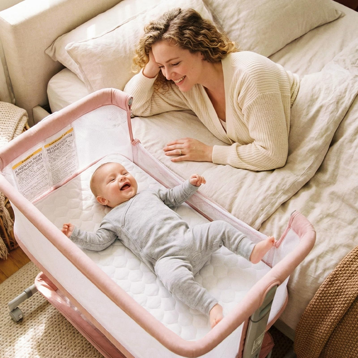 INFANS 3 in 1 Baby Bassinet Bedside Sleeper, Breathable & Easy Assemble
