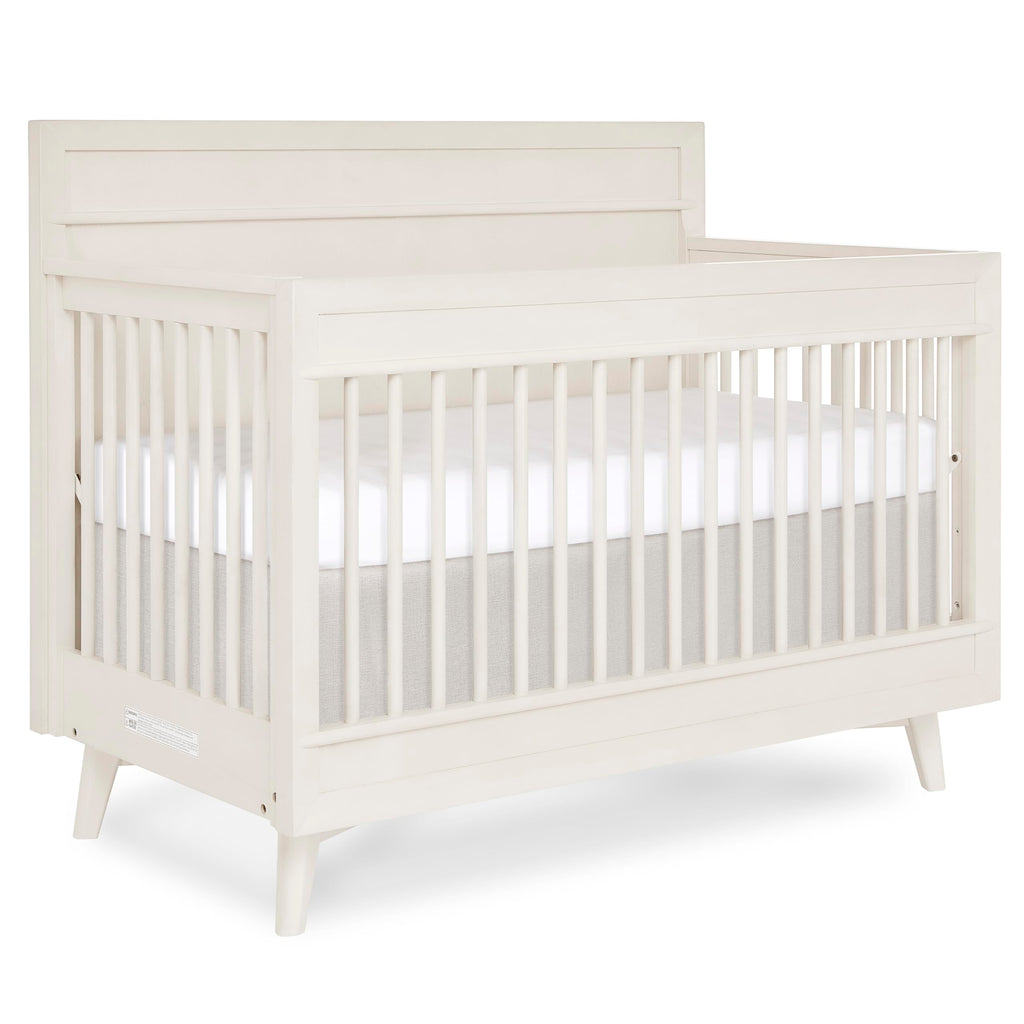 Evolur Loft Antilia 4-in-1 Convertible Full-Size Baby Crib in Vanilla Bean, GreenGuard Gold & BSA, Converts to Toddler, Day & Full-Size Bed, 3 Mattress Heights Modern Scandinavian Design