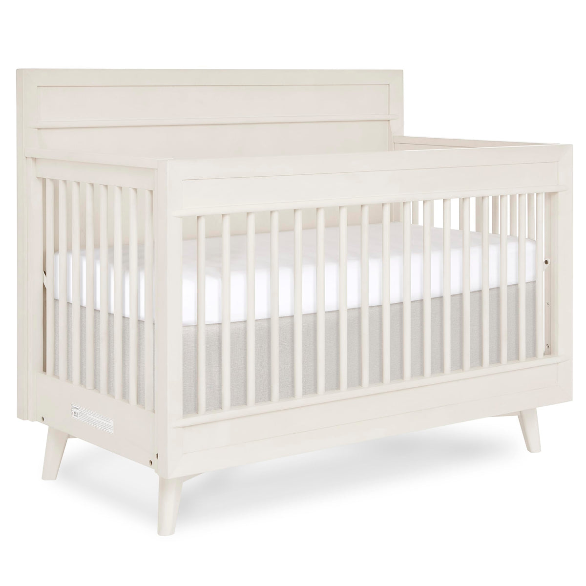 Evolur Loft Antilia 4-in-1 Convertible Full-Size Baby Crib in Vanilla Bean, GreenGuard Gold & BSA, Converts to Toddler, Day & Full-Size Bed, 3 Mattress Heights Modern Scandinavian Design