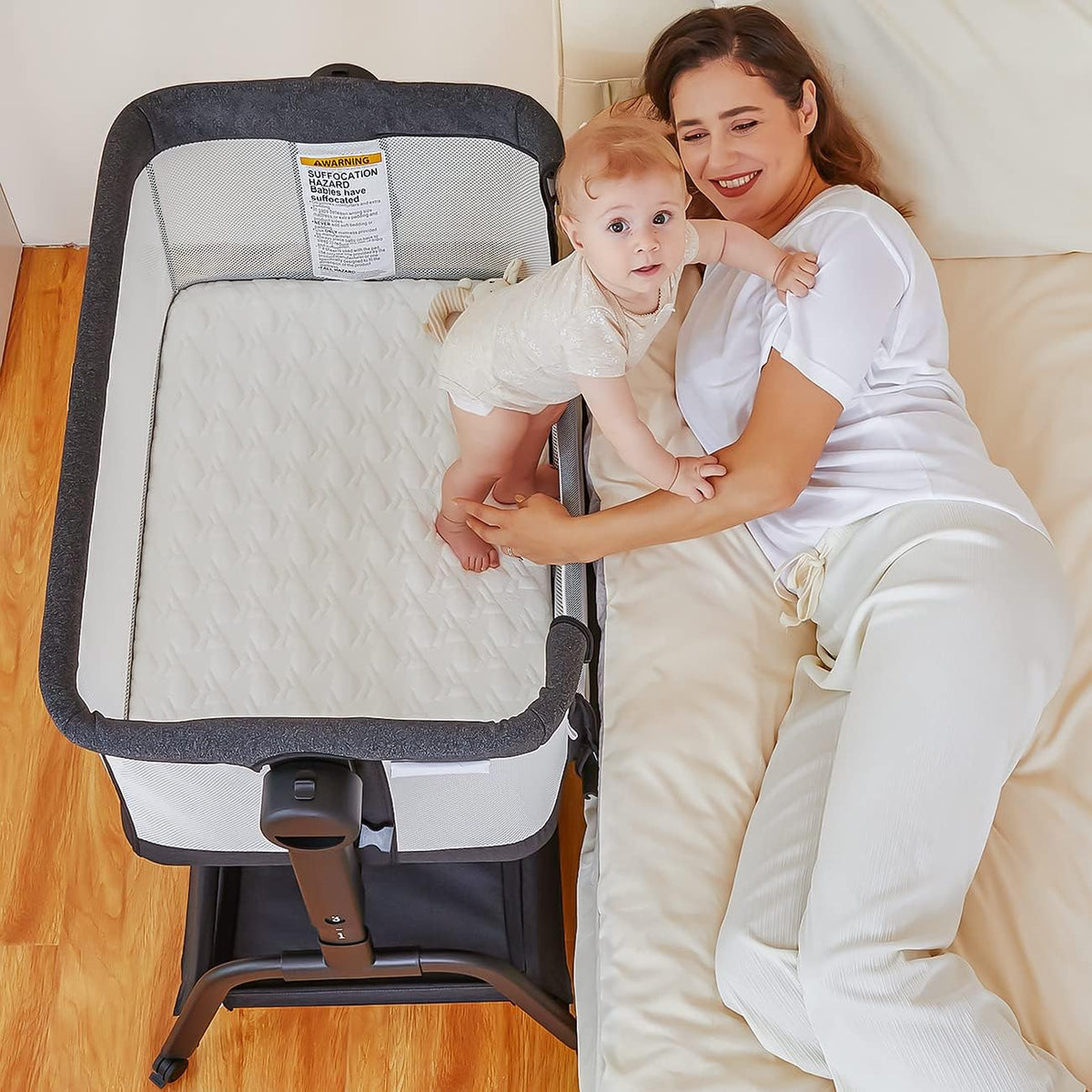BabyBond Baby Bassinet, Bedside Crib Sleeper, Infant & Toddler Cradle