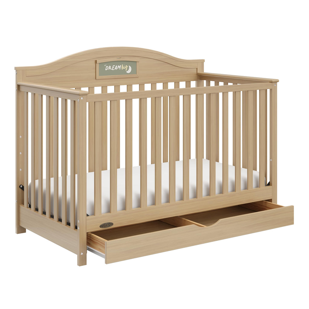Graco Story 5-in-1 Convertible Crib with Drawer, Hazelnut