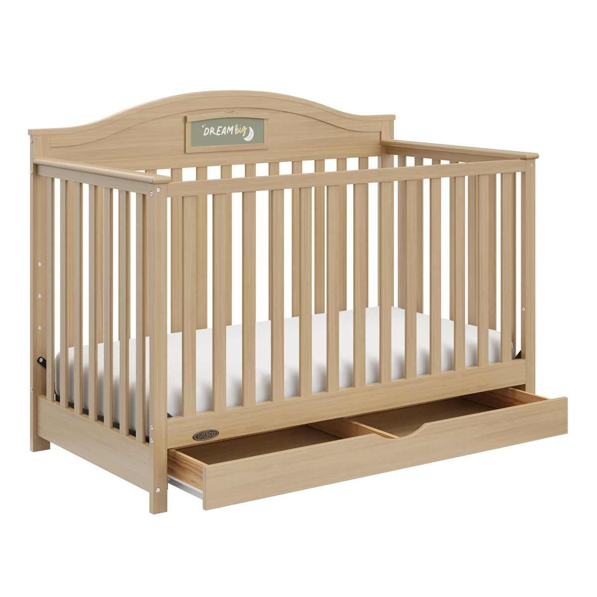 Graco Story 5-in-1 Convertible Crib with Drawer, Hazelnut