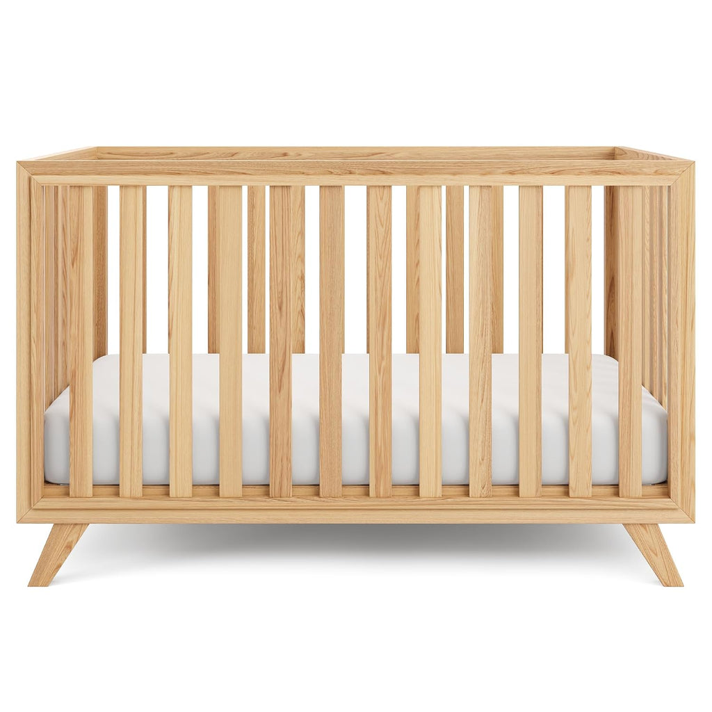 Comfy Cubs Baby Crib for 0 to 3 Years - Adjustable Mattress Height, Natural Wooden Crib for Baby, Elegant Nursery Furniture - 80 lbs Capacity Nursery Bed - Natural Wood