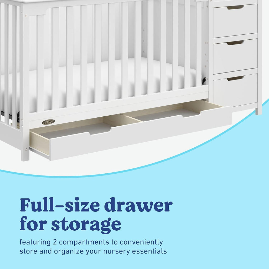 Graco Hadley 5-in-1 Convertible Crib & Changer, White