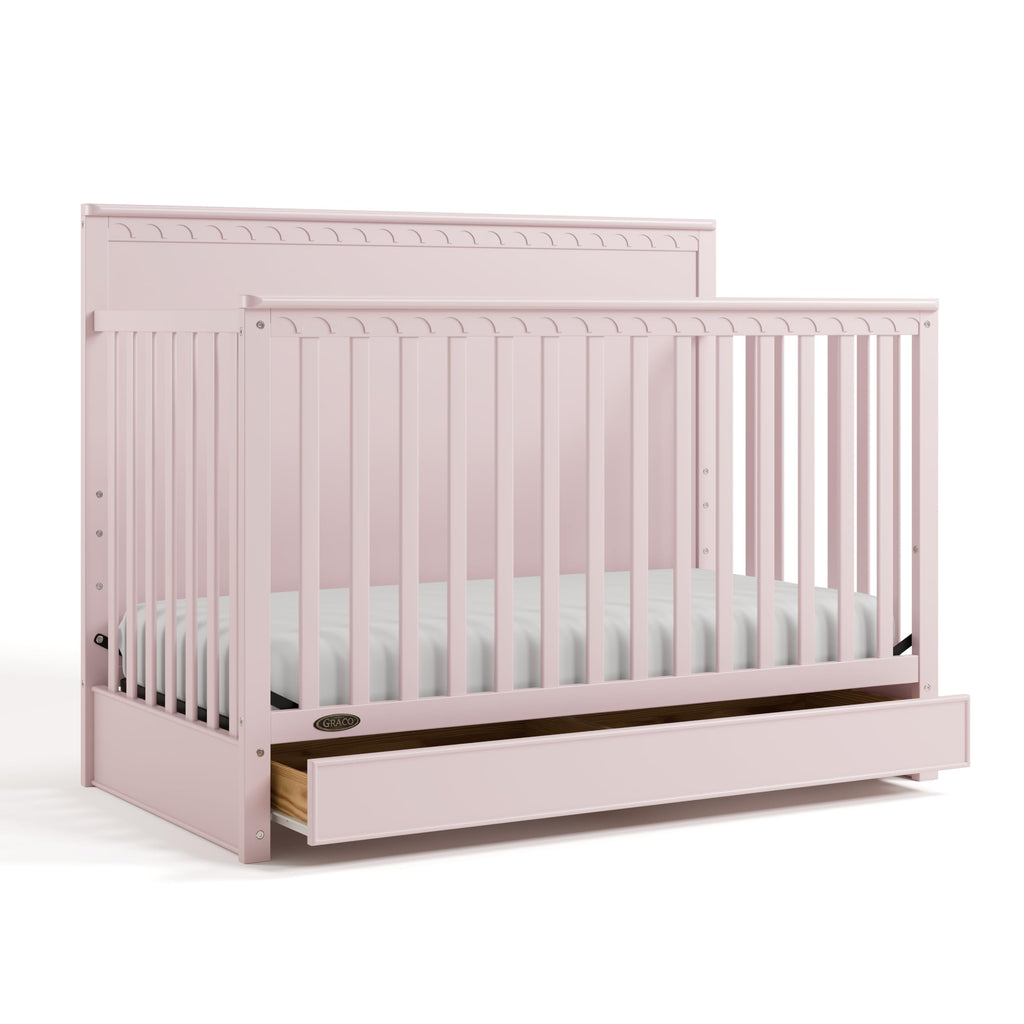 Graco Sasha 5-in-1 Convertible Crib with Drawer (Hazelnut) – GREENGUARD Gold Certified Wood Crib, Converts to Toddler Bed, Daybed, Full-Size Bed, Stylish Classic Design