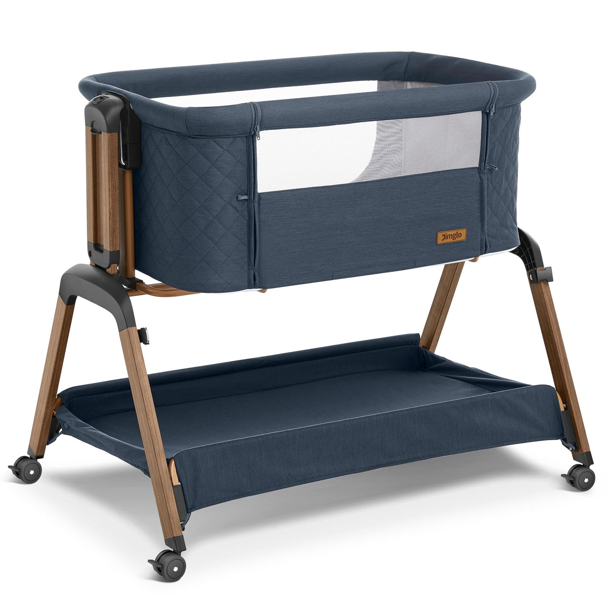 Jimglo 3-in-1 Baby Bassinet, Bedside Sleeper, Rocking Mode, Wheels, Green