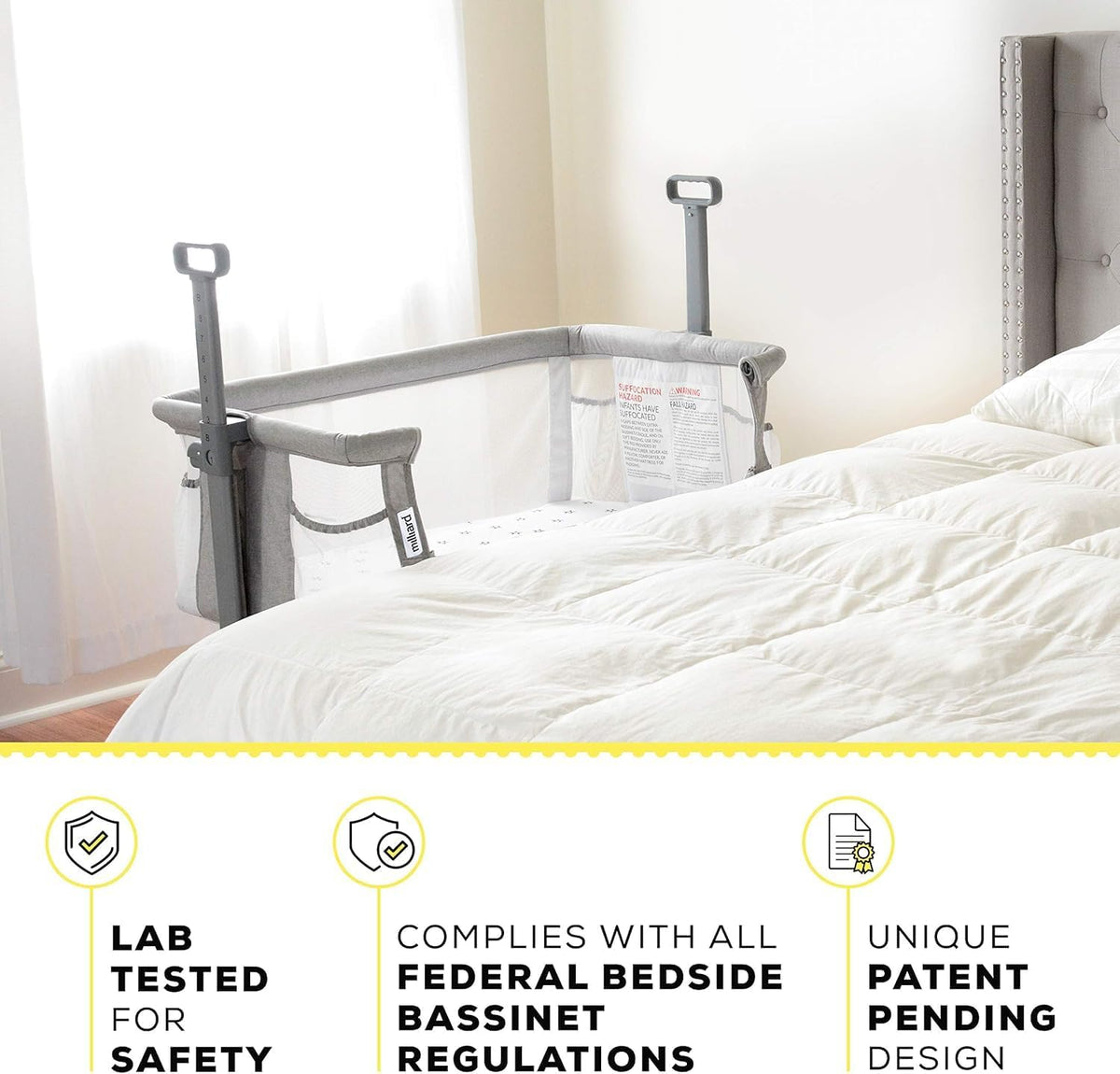 Milliard Baby Bedside Bassinet Sleeper, Bassinet for Newborn with Plush Mattress, Mesh Breathable, Adjustable Side Sleeper Portable Crib for Infant